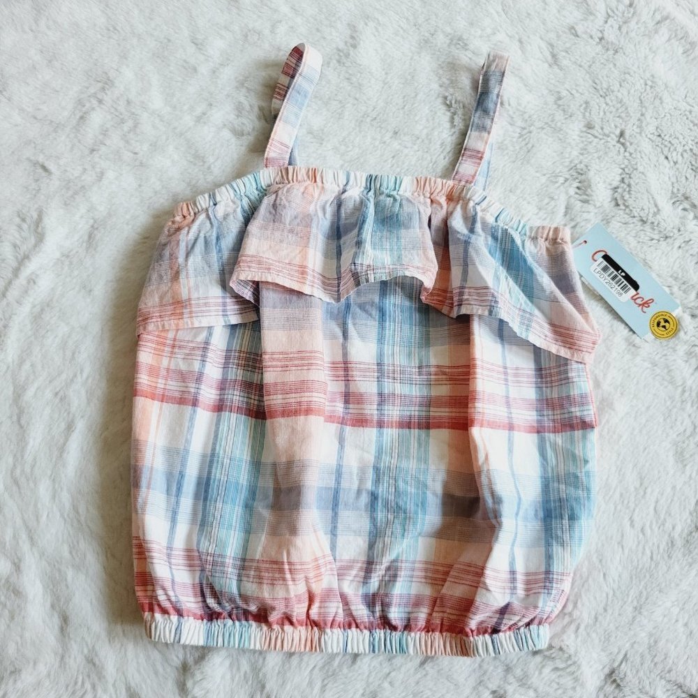 Cat & Jack, Girls' Plaid Woven Tank Top, 3KIDG-V - Picture 2 of 4
